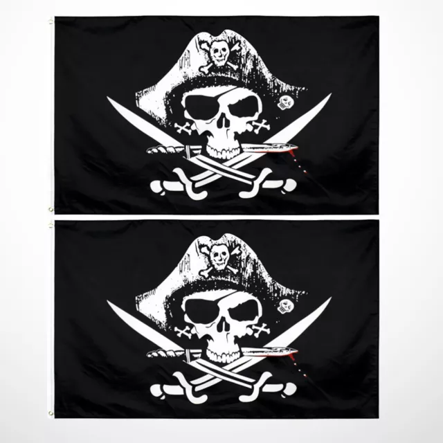 2er Set Jolly Roger Piratenflagge für Piratenthema Party