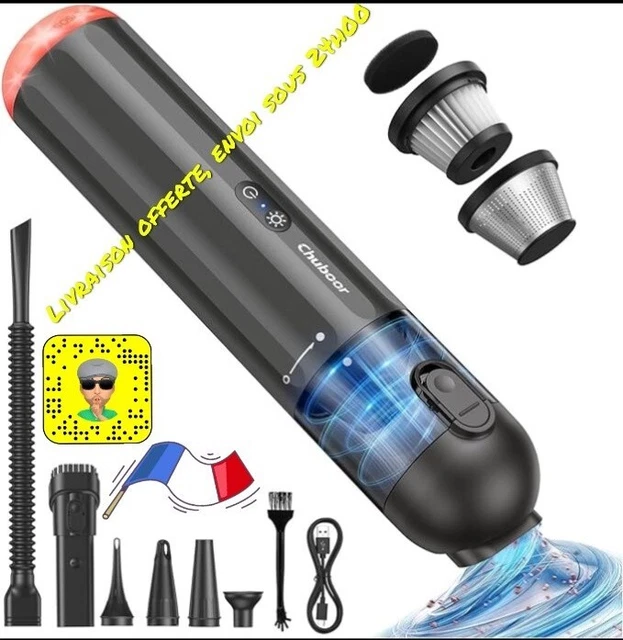 🇨🇵Chuboor Mini Aspirateur à Main Voiture 14000Pa Multifonction Lumière LED