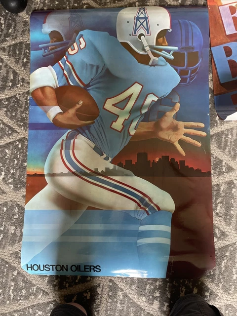 VINTAGE ORIGINAL 1975 Houston Oilers NFL Football Poster Reagan Wilson ...