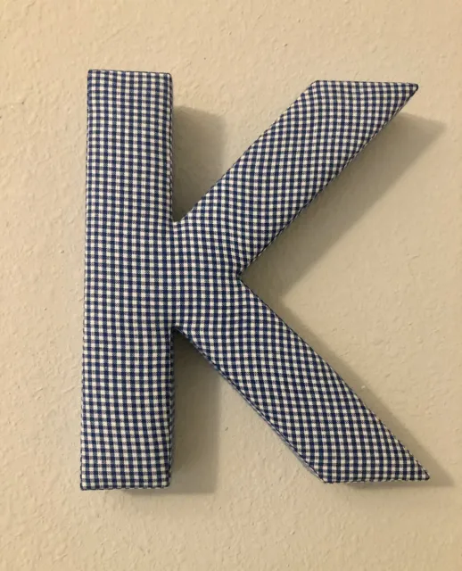 Fabric Covered Wall Letter - Blue Gingham - Letter K