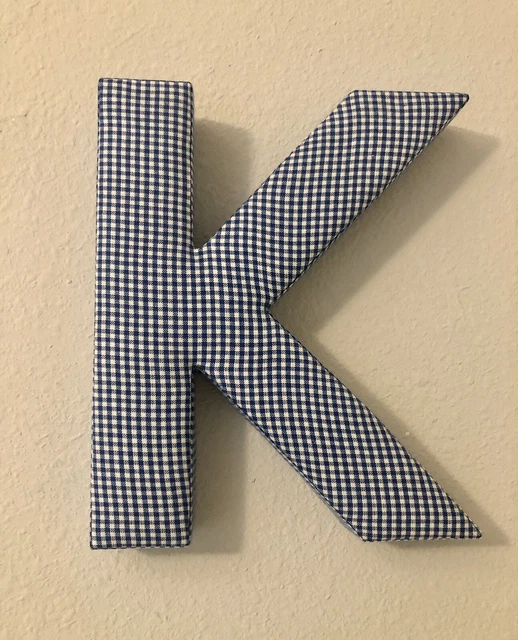 Fabric Covered Wall Letter - Blue Gingham - Letter K