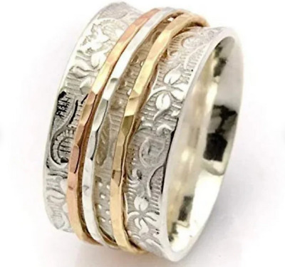 sterling silver ring Spinner ring sterling silver, handmade three tone Ring RC15