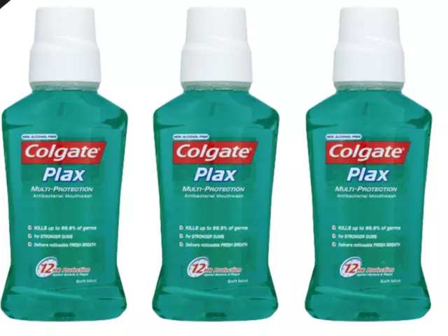 Colgate Plax Soft Mint Mouthwash Alcohol Free Bad Breath Control 250ml x 3