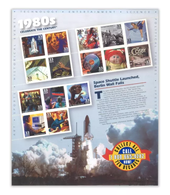 USA 1998 Celebrate the Century 1980s No.9 In A Series of Ten Sheets Stamps MUH