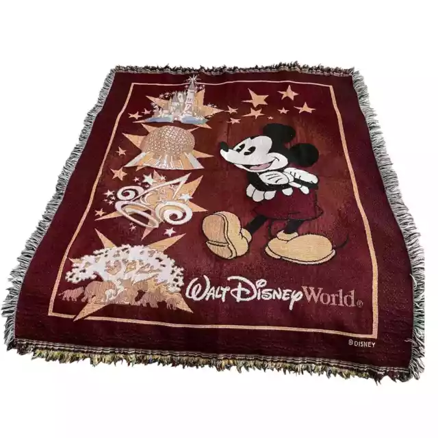 MICKEY MOUSE WALT Disney World Tapestry Woven Throw Blanket Epcot Magic ...