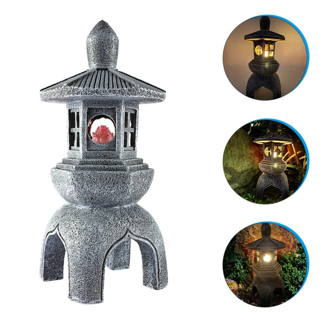 Solarpagodenlaternenlicht Solar-Stein-Turm-Licht Chinesische Laternen Skulptur