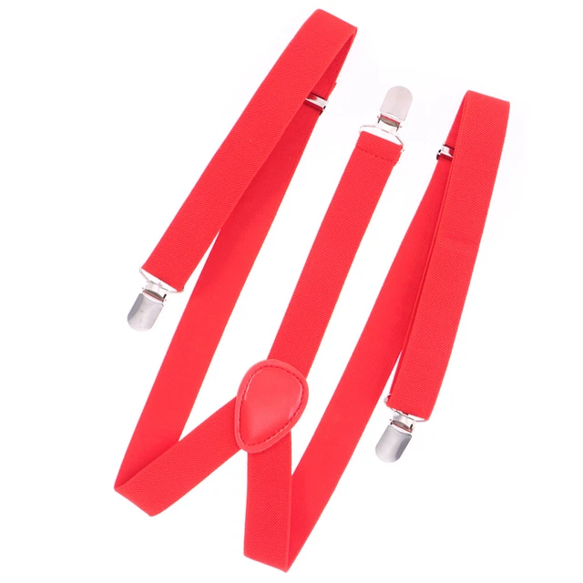 Sospensioni Solide 2,5 cm a forma di Y con 3 Clip per Uomo e Donna (Rosso)
