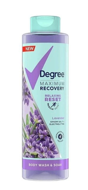 Lavanda relajante reinicio de lavado corporal de recuperación máxima de 1 grado 22 oz. ¡Nuevo!!¡!