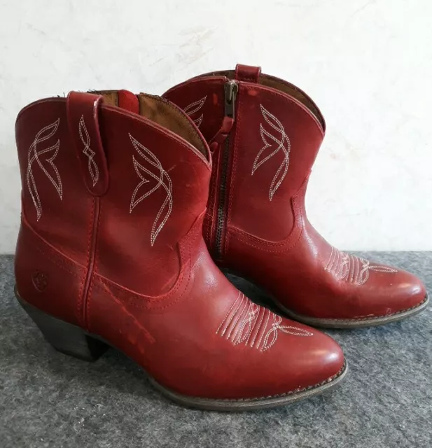 Beautiful Red Ariat Size 8.5B Women's  Ankle Boots Leather Western