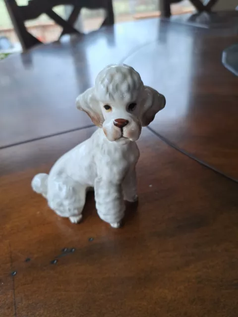 Vtg 1950s Norcrest White French Poodle Dog Figurine Japan #A720 W/ Stickers mark