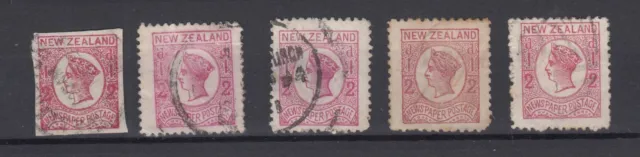 New Zealand QV 1873 1/2d Unchecked Collection Of 5 Used BP8786