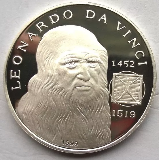 Saharawi 1999 Leonardo Da Vinci 1000 Pesetas Silver Coin,Proof