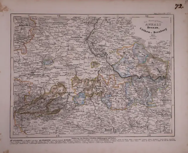 Dated 1837 Universal Atlas Map ~ ANHALT - DESSAU / GERMANY ~ (10x12)-#1299 2