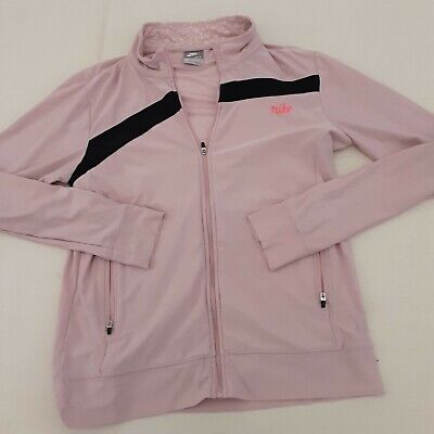 Nike Womens Pink Zip Tracksuit Top Vintage Style Size 8-10 small full zip