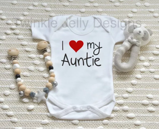 I Love My Auntie Cute Baby Body Grow Suit Vest Girl Boy Clothes Gift Idea