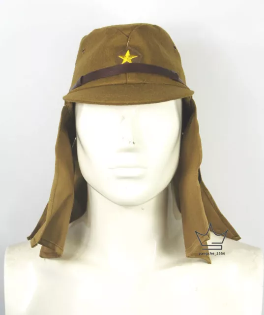 WWII WW2 Japanese Army IJA Soldier Field Wool Cap Hat With Havelock Neck Flap XL