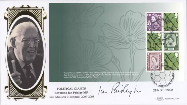 POLITICAL GIANTS First Day Cover 2008 CERTIFIED SIGNED IAN PAISLEY Jr