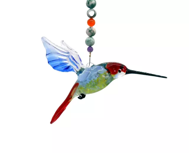 Artisan Hand Blown Glass Lampwork Hummingbird 5" Hanging Suncatcher Ornament
