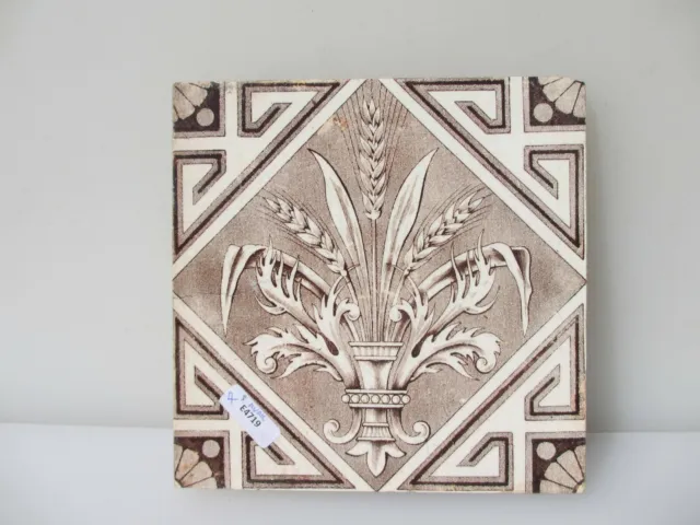 Vintage Ceramic Tile Floral Flowers Leaf Old Antique Art Nouveau Rococo Urn