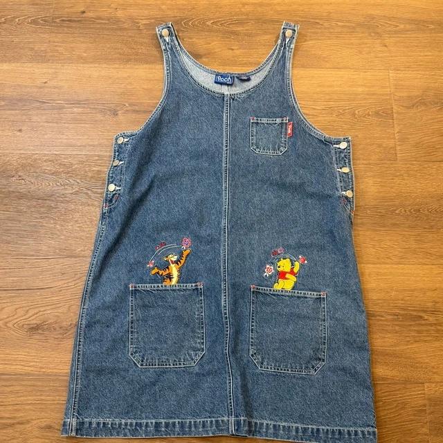 Disney Winnie the Pooh Tigger Denim Jumper Dress Womens L Walt Disney World Disney Winnie the Pooh Tigger Denim Jumper Dress Womens L Walt Disney World