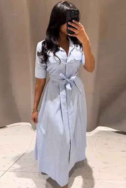 ZARA NEW WOMAN Striped Zw Coll Poplin Shirt Dress Belted Blue 2640/596/104 M 73.50 - PicClick UK ZARA NEW WOMAN Striped Zw Coll Poplin Shirt Dress Belted Blue 2640/596/104 M 73.50 - PicClick UK