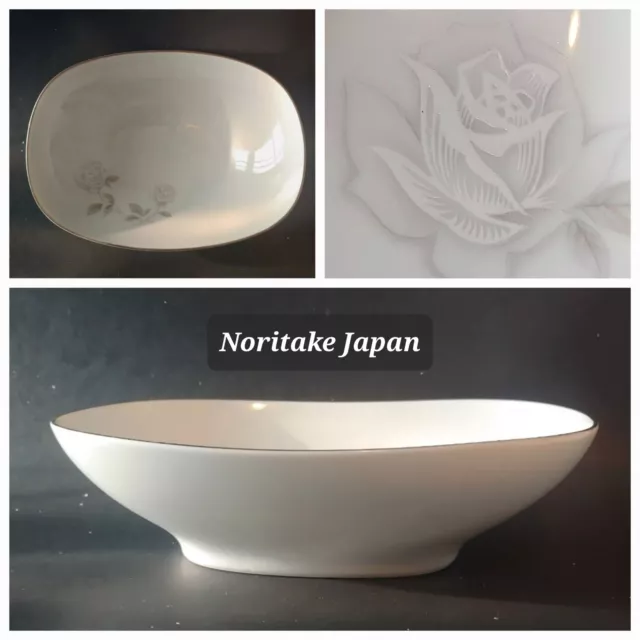 Vtg Bowl Noritake Rosay Oval Serving 6216 Japan Raised Relief Roses Dinnerware