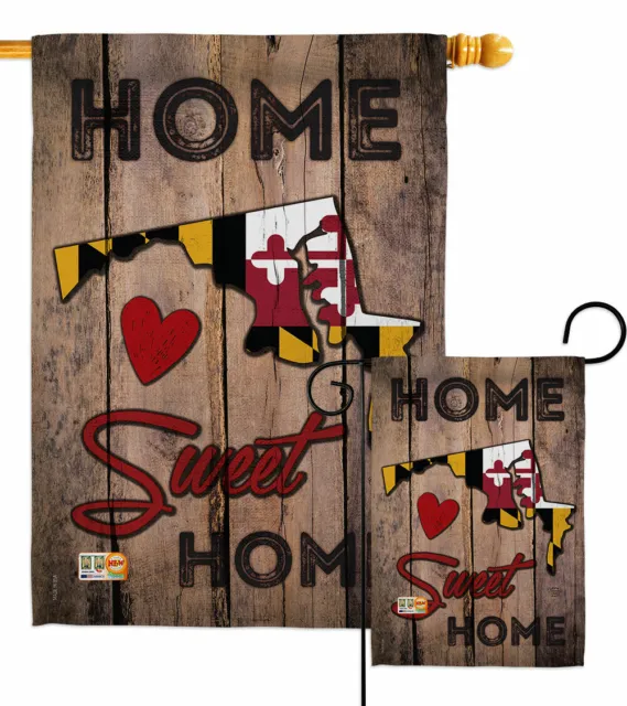 State Maryland Home Sweet Garden Flag Americana States Gift Yard House Banner