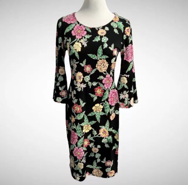Glamour Scoopneck Floral Dress Pullover 3/4 Sleeves, Size 6