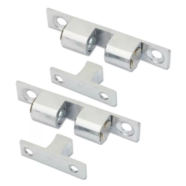 2 CHROME DOUBLE BALL CATCH Cabinet Cupboard Door Roller Latch CHOOSE Small Large