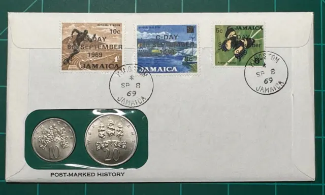 1969 1st Year Issue - Kingston Jamaica Coins & Stamps Post-Marked History