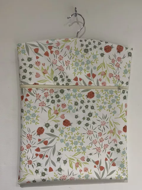 ''Hand Made Oilcloth Peg / Hanging Storage Bag - Zipped 12½"x16" Ladybird Floral