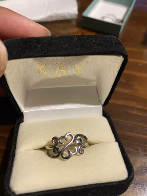 #44) Open hearts waves by Jane Seymour Silver And Blue  ring Size 6.75
