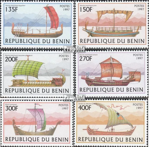 Benin 971-976 mint never hinged mnh 1997 Sailboats