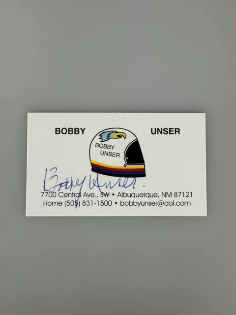 Bobby Unser (dec) auto racing legend signed autographed business card Indy 500