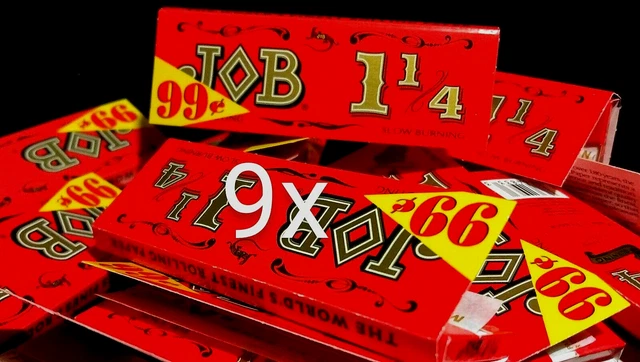 JOB  Original "Orange" 1 1/4 Slow Burning Rolling Papers 9 Packs 24pp FREE2Ship!