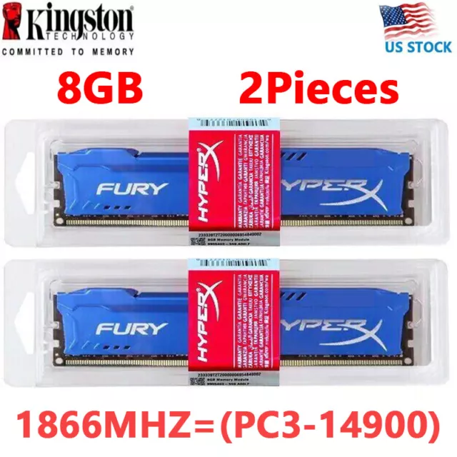 HyperX FURY DDR3 16GB 2X8GB 1866 PC3-14900 Desktop RAM Memory DIMM 240pin 1.5V