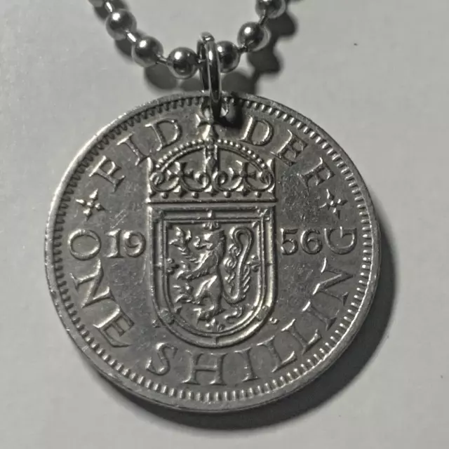 British One Shilling Coin Pendant Necklace Vintage Custom Made. Great Gift 🎁 A1