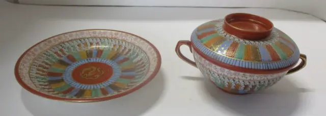 Vintage Japanese Porcelain Sugar Bowl & Saucer A Thousand Faces