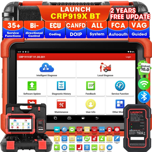 LAUNCH X431 CRP919X BT PRO OBD2 Valise Diagnostic Auto Bluetooth Codage ...
