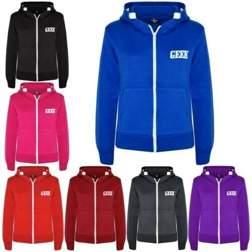 Bambini Ragazzi Unisex Giacche Geek Stampa Pile Zip Felpa con Cappuccio