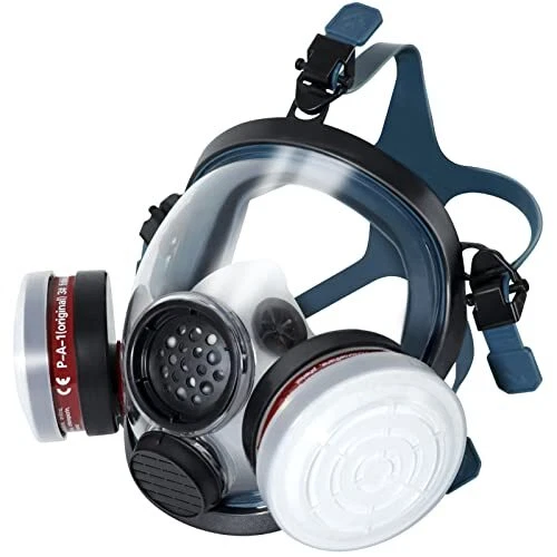 Gas Mask Full Face Respirator Mask with Dual Active Carbon Filters for Painti...