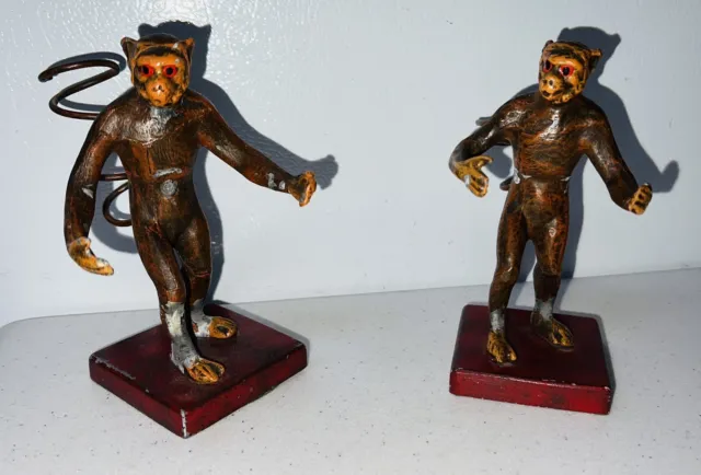 Set Of 2 Vintage Petites Choses Metal Monkeys NO Baskets - USA 5.5”