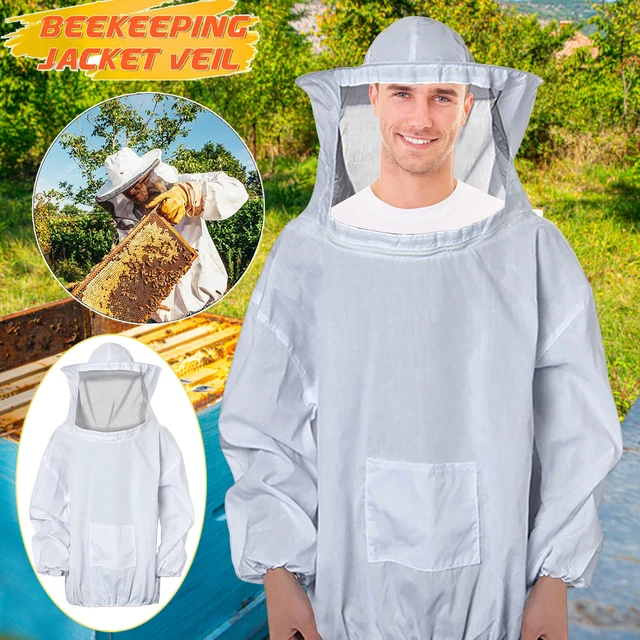 FVJ Imkerjacke 2XL – 3-lagiger Bienenschutz, Ultra-belüftet, Mit Astronauten-Schleier & Vielen Taschen, Weiß