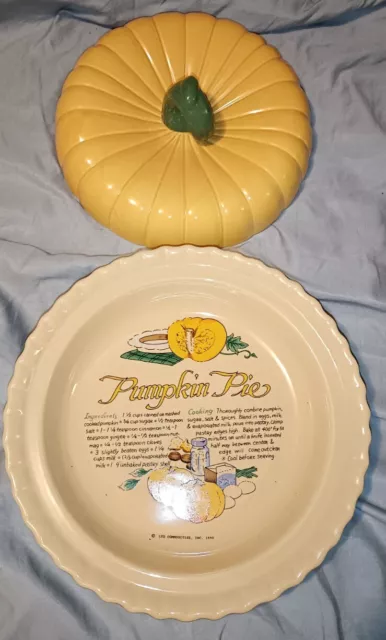 Ltd Commodities Vintage Pumpkin Pie Shaped Plate with Cover Recipe On Plate Dish