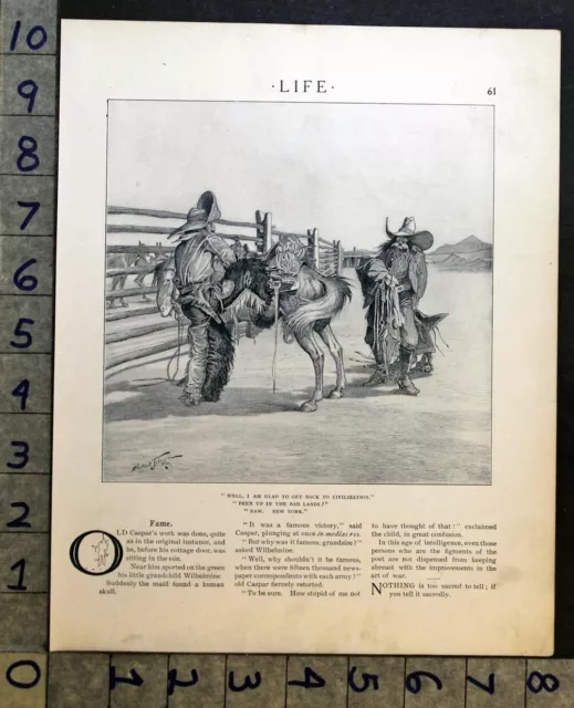 1904 WESTERN COWBOY Ranch Mule Horse Herbert Johnson Art Cartoon Print ...