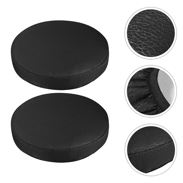 2 fundas de asiento redondas antideslizantes negras elásticas taburetes decoración del hogar