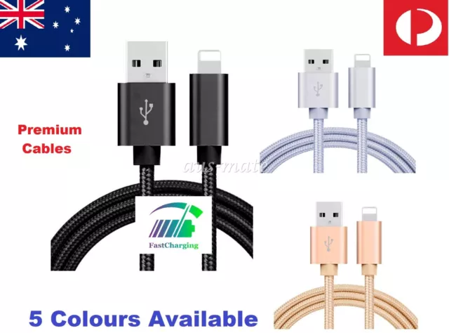 Braided USB Fast Charger Cable Cord For iPhone 14 13 12 11 Pro 7 X 8 6 iPad Data