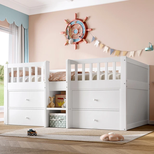 3FT SINGLE WOODEN Bed Frame with Storage Drawers Children's Toddler ...