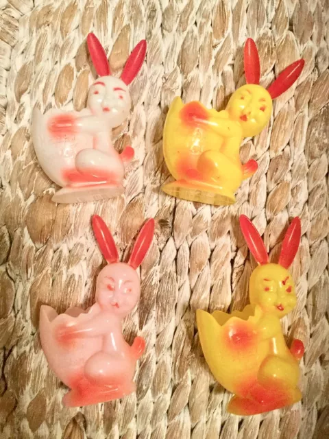 Vintage 1950s Rosbro Rosen Easter Bunny Plastic Candy Containers