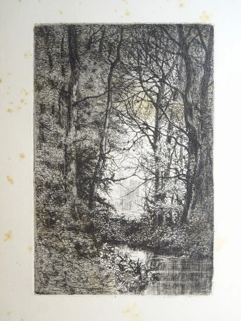 Eau-forte Originale Signée Lucien Gautier (1850-1925) - Paysage De Barbizon, Vers 1900